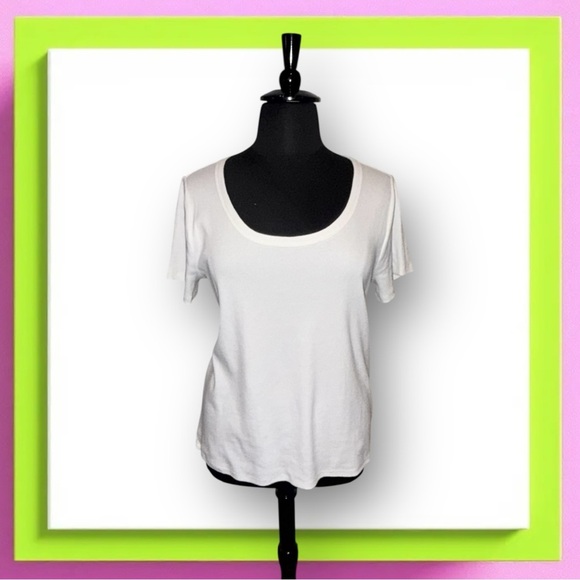 NWT TALBOTS RIBBED SCOOP NECK TEE Plus 2X White - Picture 2 of 14